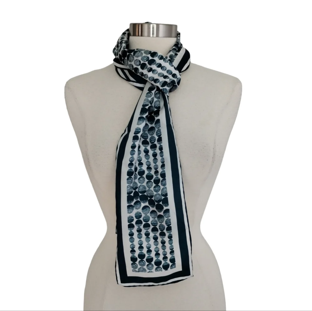 100% SILK Scarf The Limited Jewel Toned Green Circles Polka Dot